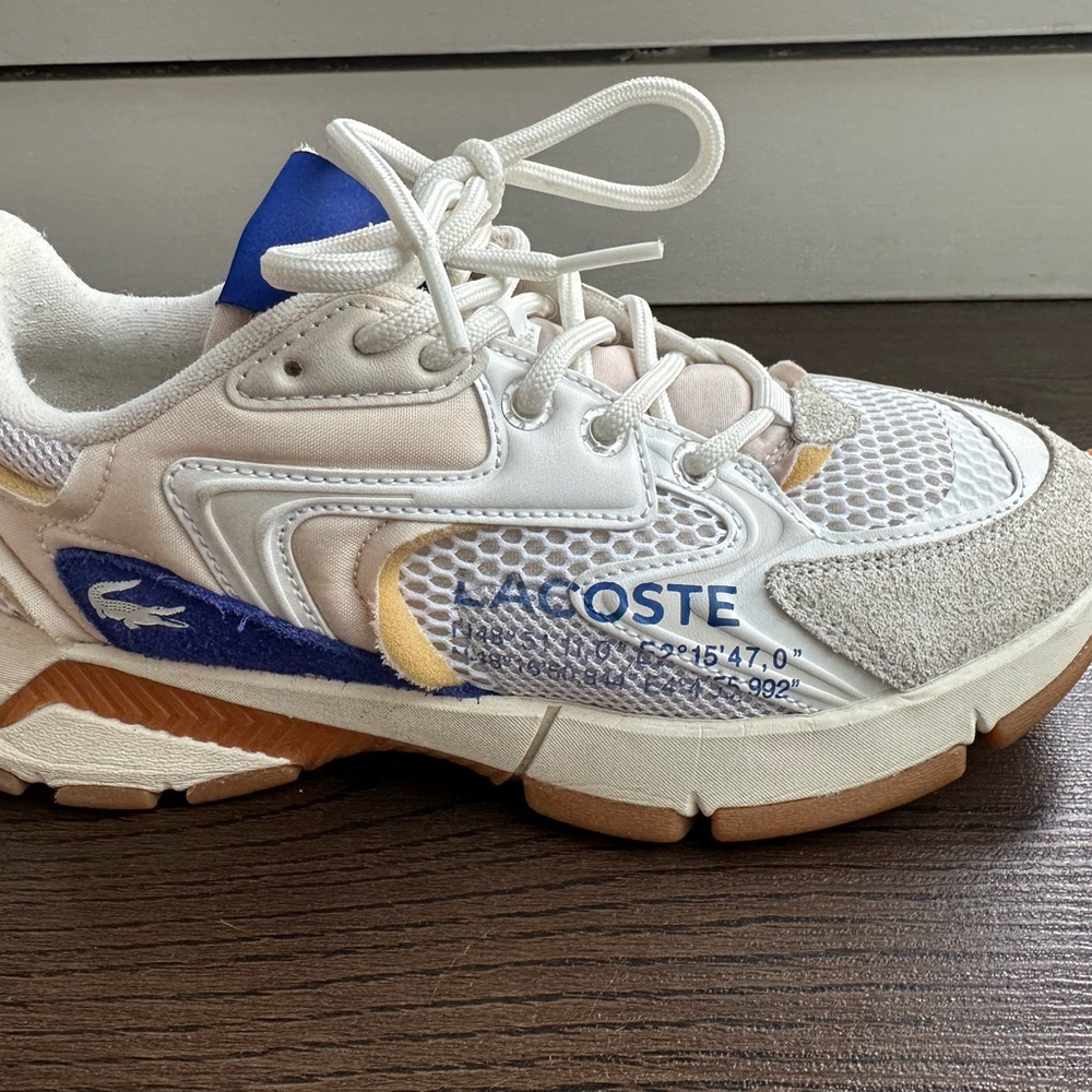 Lacoste White and Blue Sneakers with Supportive Sole